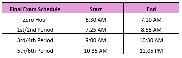 Final Exam Schedule 24-25